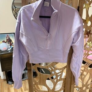 Aerie Lilac Cropped Half-Zip Sweatshirt